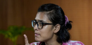 Ink Thrown at AISA President Neha Bora During Ranchi Student Protest